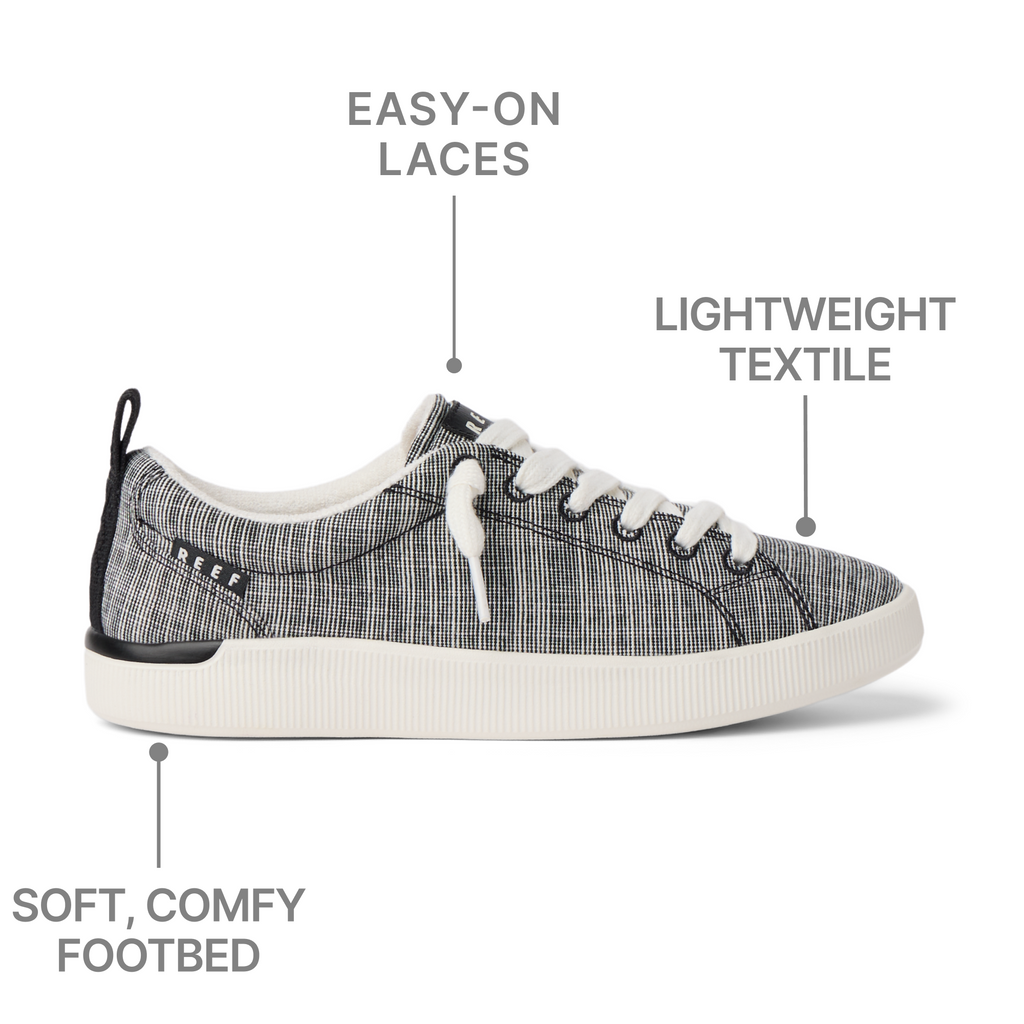 Neptune Alana women's sneaker facing right with lightweight textile, easy-on laces, and soft comfy footbed for beach comfort.