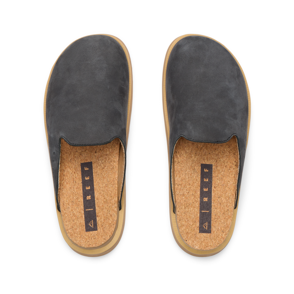 Top view of women's Vista Skye charcoal slip-on shoes featuring anatomical arch support and soft-rebound cushioning.