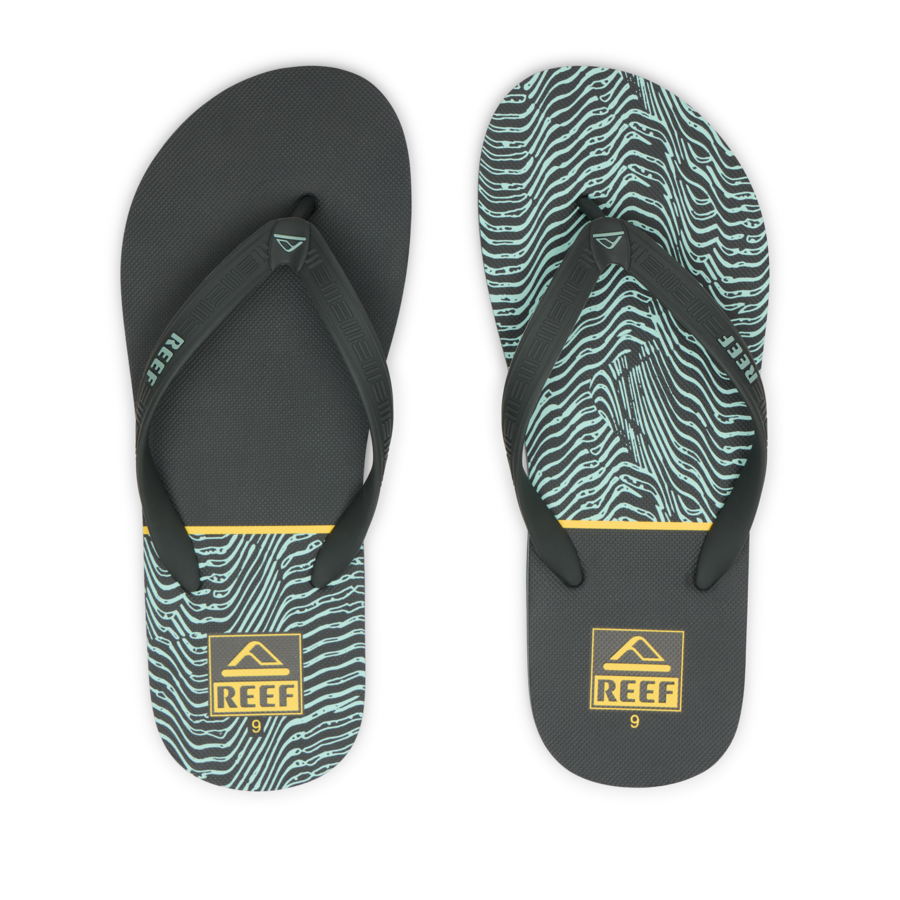 Reef Seaside Prints - Black/Yellow Swell - Top View