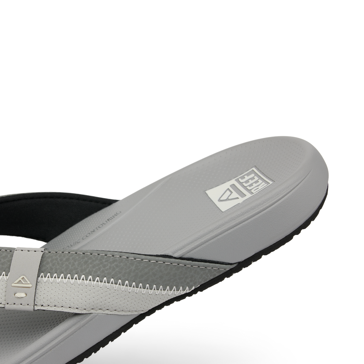 Cushion Phantom 2.0 right-facing men's sandal close-up showing grey cushioned footbed and soft arch support strap.