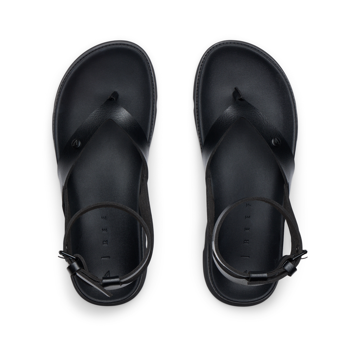 Vista Luxe Sierra black sandals for women, top view showing toe post and adjustable ankle straps, comfort-focused design.