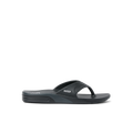 Fanning H2O men's black slide sandal facing right, featuring soft-rebound cushioning and anatomical arch support for beach comfort.