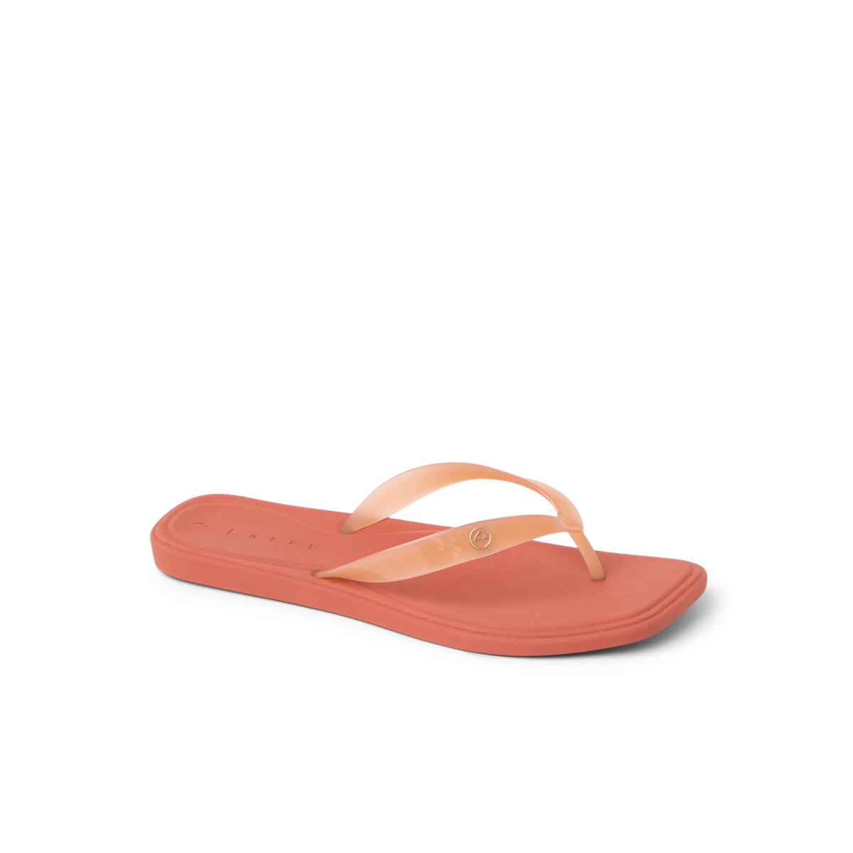 Solaye women's coral sandal facing right, with cushioned footbed and water-friendly straps for beach comfort