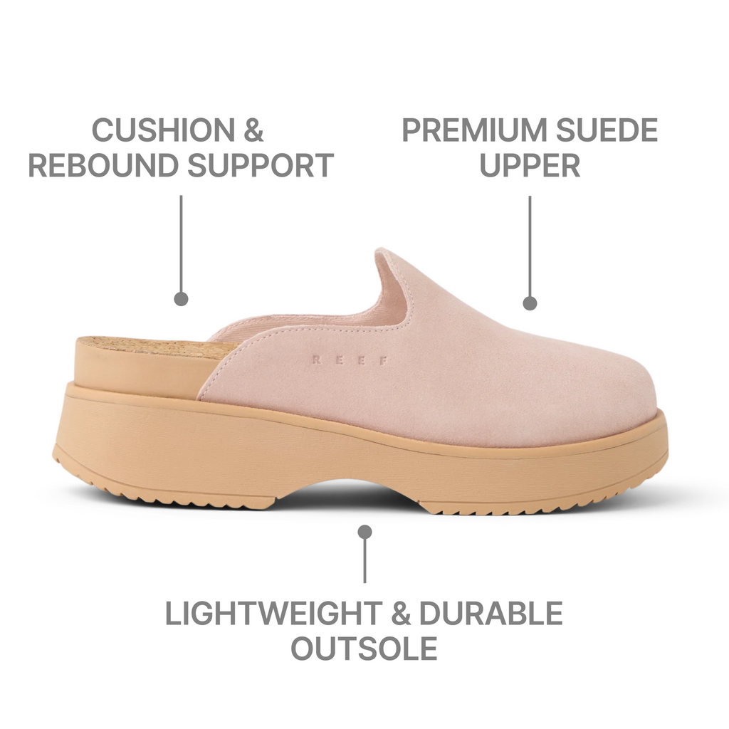 Vista Skye women's right shoe facing left, showing premium suede upper, cushioned support, and durable outsole