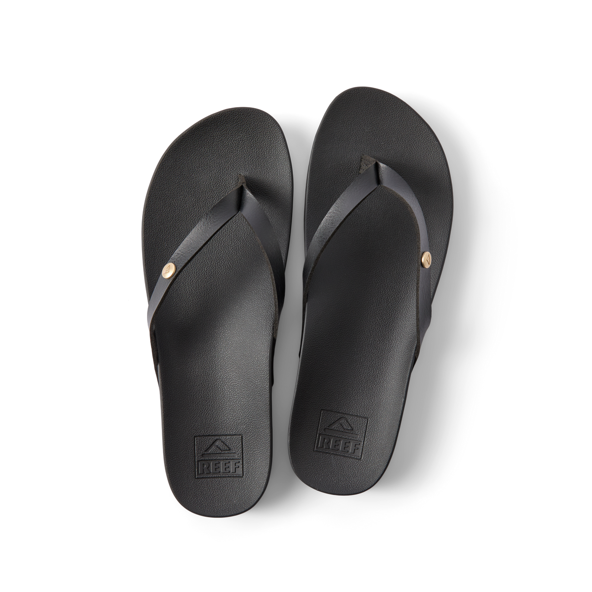 Vista Ivy black women's flip flops top view showing toe straps and molded footbed designed for comfort and durability.