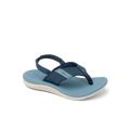 Little Santa Ana boys' sandal facing left, blue with anatomical arch support and soft-rebound cushioning for comfort.