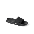 Kids Salty Slide facing right, black and white, beach-inspired slide with anatomical arch support and soft cushioning.