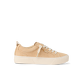 Lay Day Dawn sneaker in tan facing right, close-up of side profile showing soft-rebound cushioning and arch support.