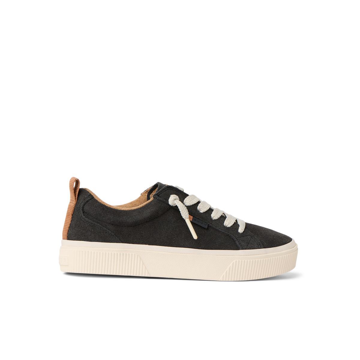 Lay Day Dawn women's charcoal sneaker facing right with cushioned sole and anatomical arch support, beach-inspired comfort.