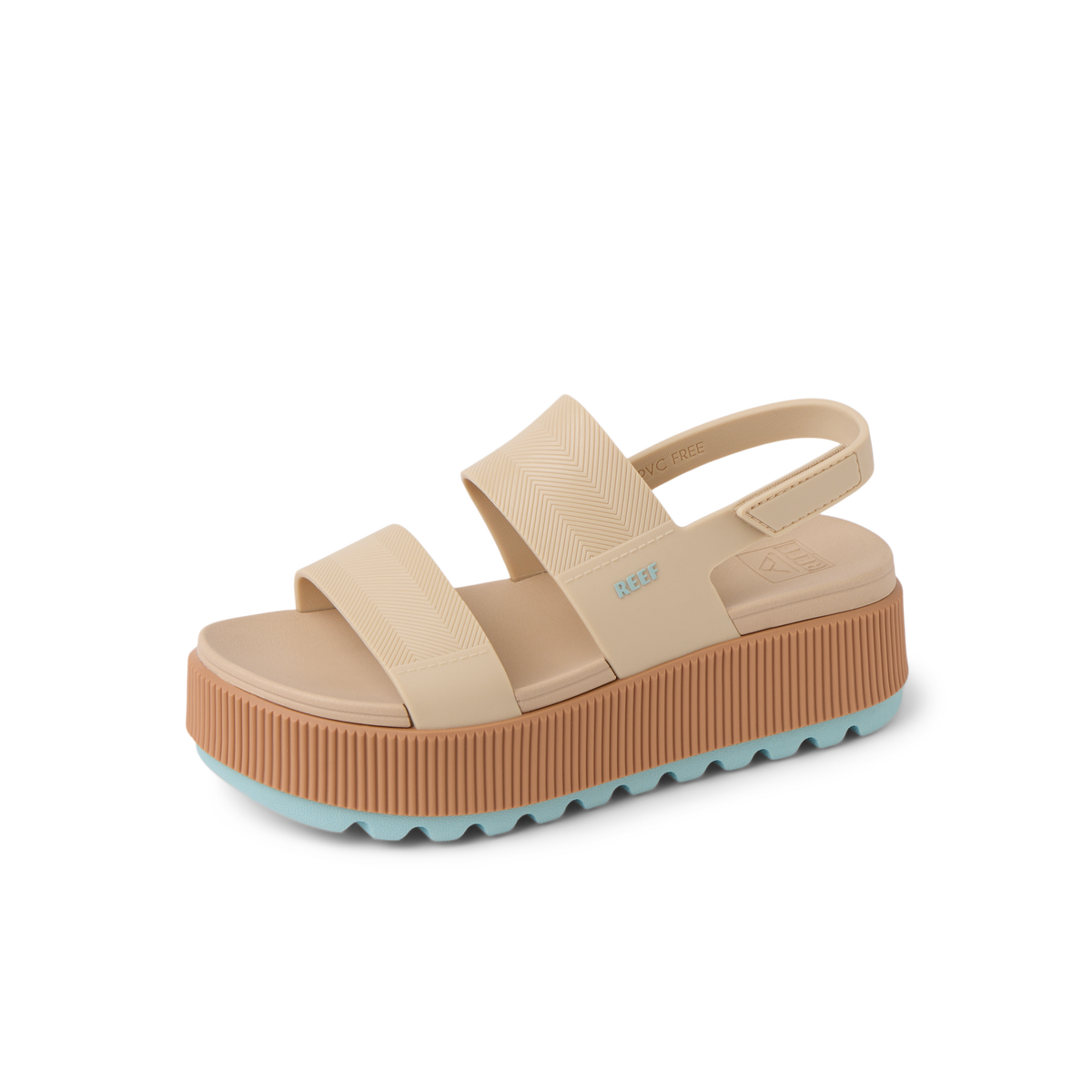 Water Vista Higher women's sandal facing right, close-up on side showing platform sole and adjustable straps