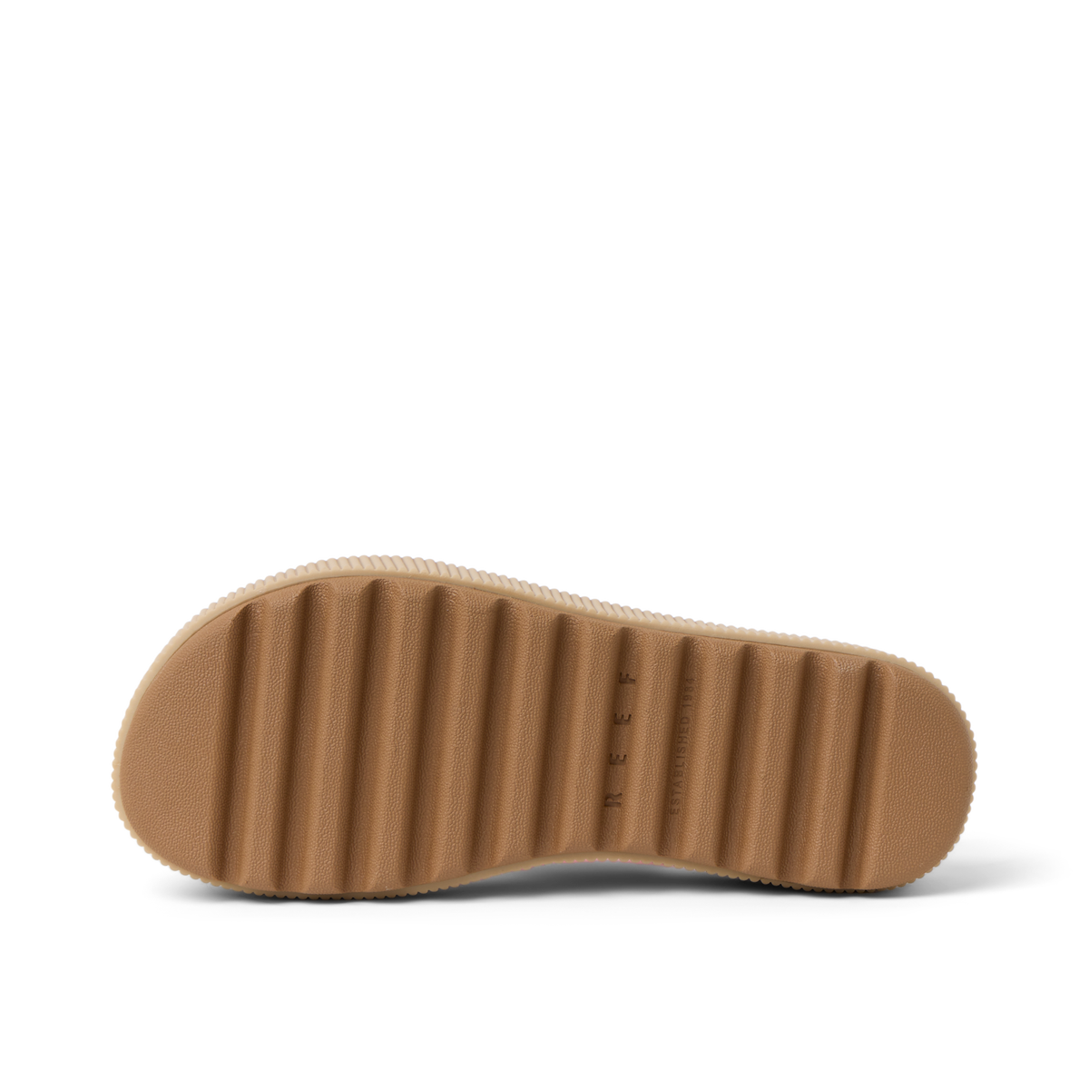 Water Vista Higher women's shoe showing the bottom sole facing up with ribbed traction design and REEF logo.