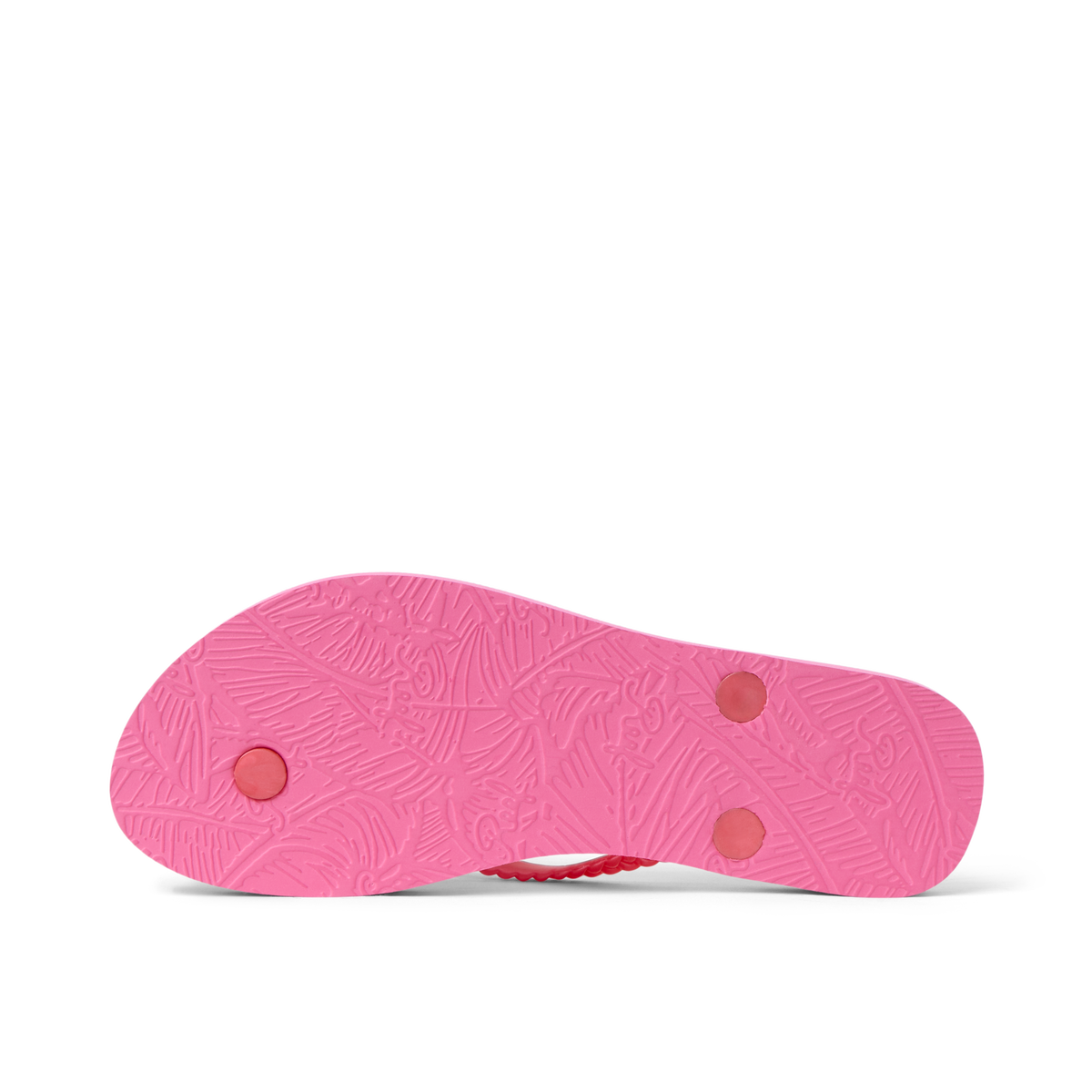 Seaside Twist women’s sandal showing pink sole with textured beach-inspired pattern facing up, highlighting comfort features.