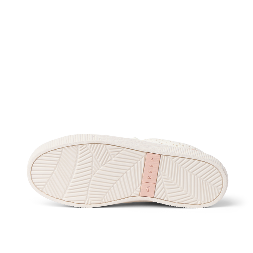 Lay Day Dawn women's sandal sole facing up showing water-friendly, durable traction with anatomical arch support by REEF.