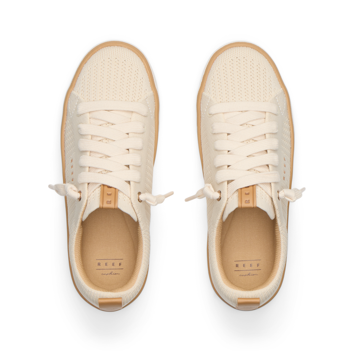 Top view of Lay Day Lite women's sneakers in cream with anatomical arch support and soft-rebound cushioning for comfort.
