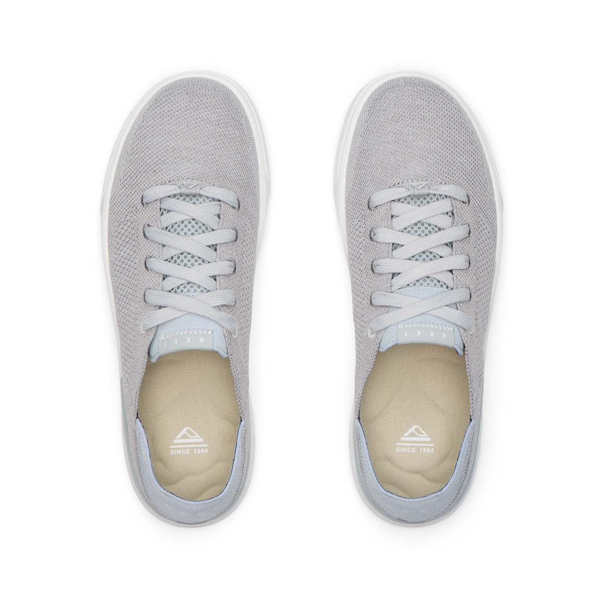 Top view of grey Neptune HT men's sneakers with extra cushioning, arch support, and water-friendly comfort technology.
