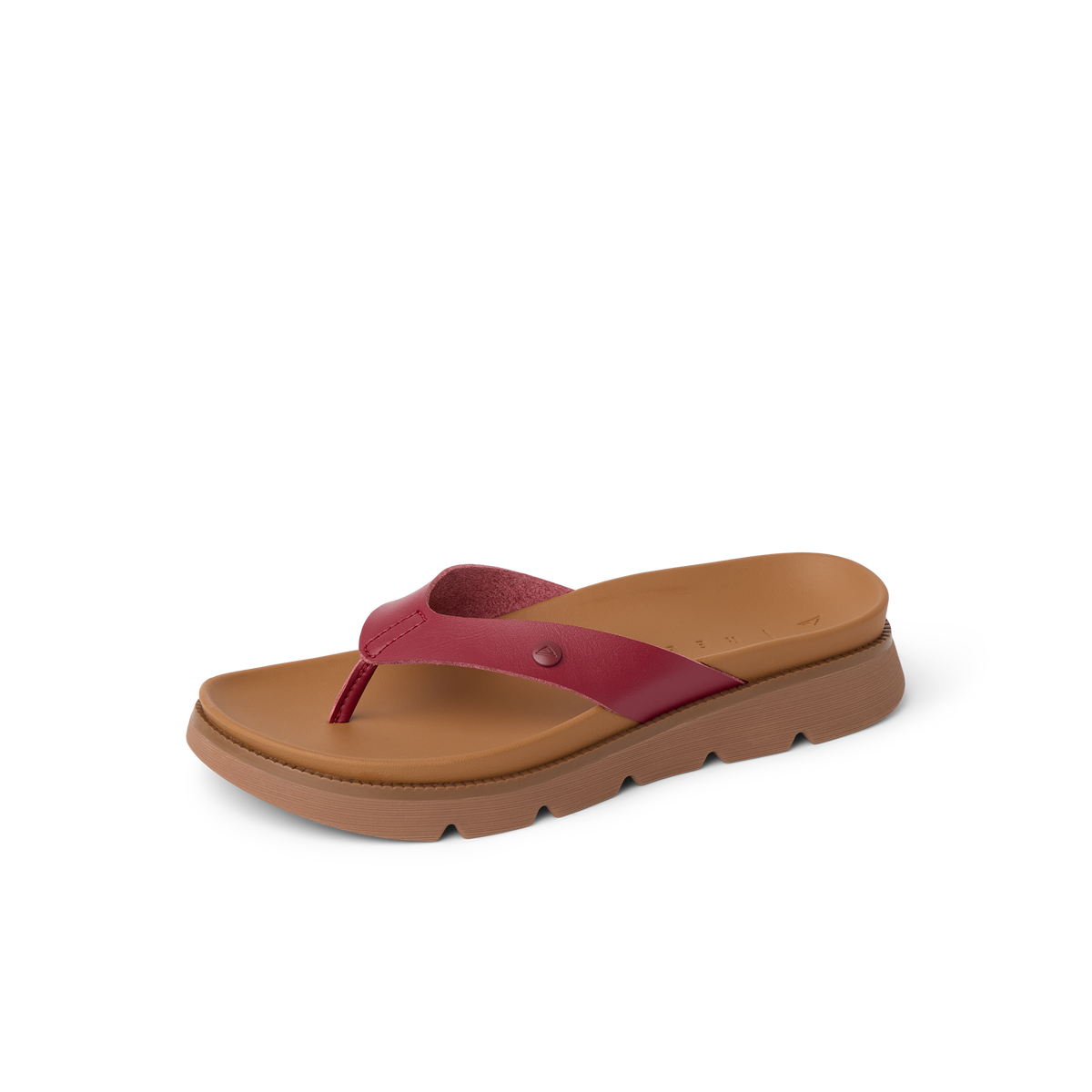 Vista Luxe Vivianahh burgundy right-facing sandal close-up showing cushioned footbed and soft-rebound arch support