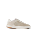 Shoreline Del Mar men's sneaker facing right, beige mesh upper with arch support, designed for beach comfort and durability.