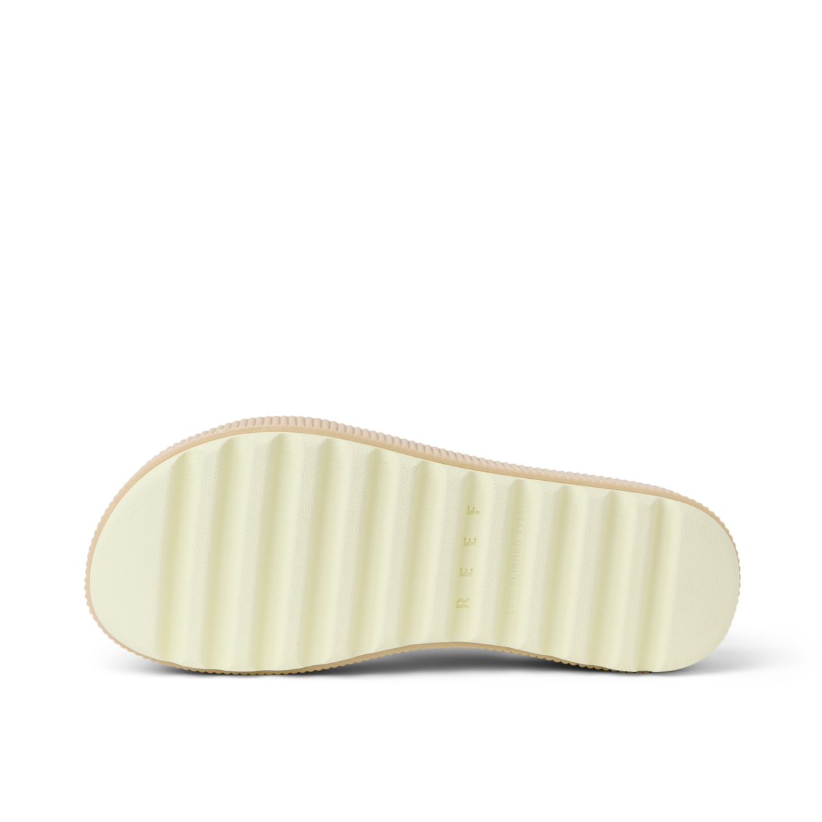 Bottom sole view of Water Vista Higher women's shoe showing ridged, cushioned outsole designed for comfort and beach-friendly wear.