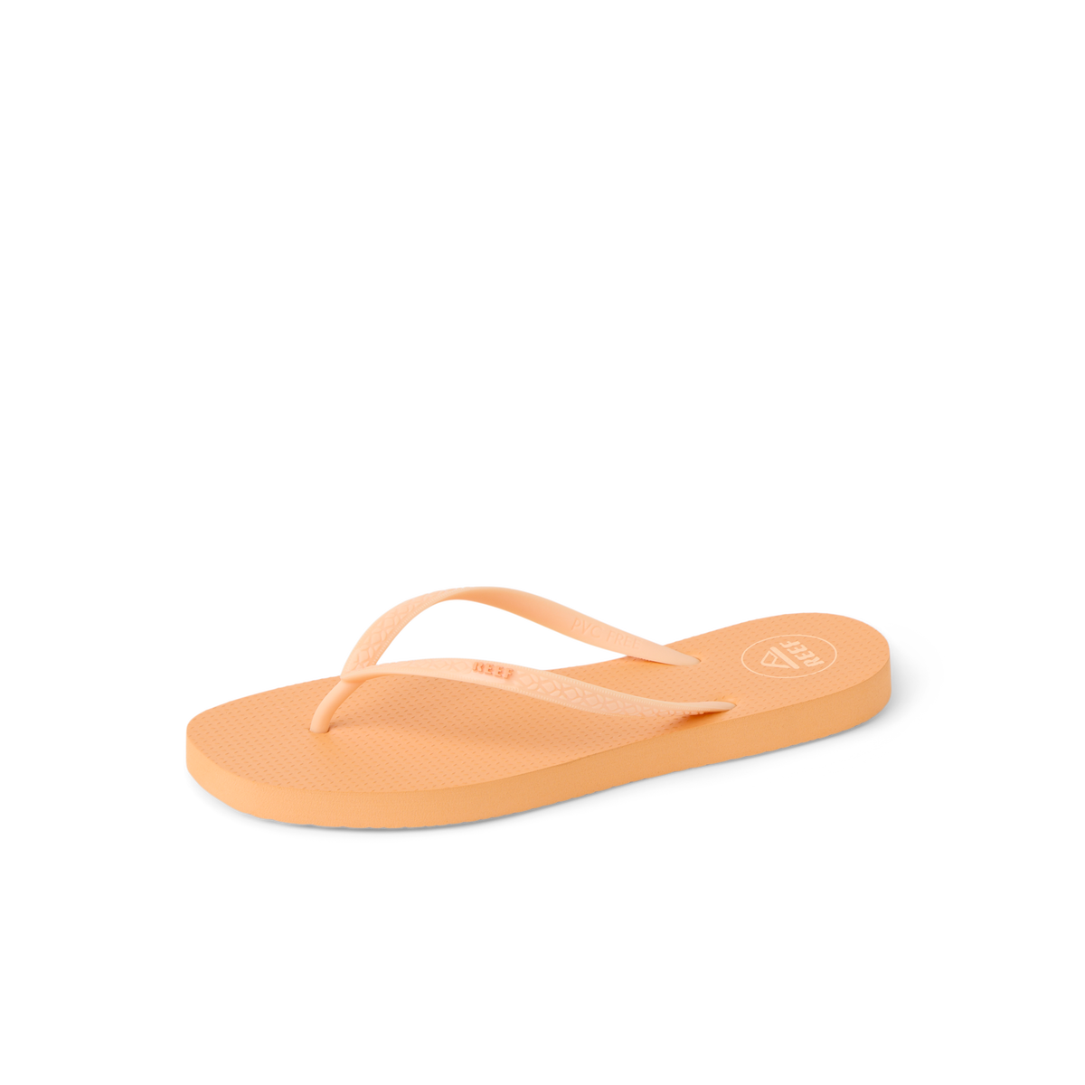 Seaside Square Toe women’s orange chiffon flip flop facing left with lightweight, water-friendly, comfortable design