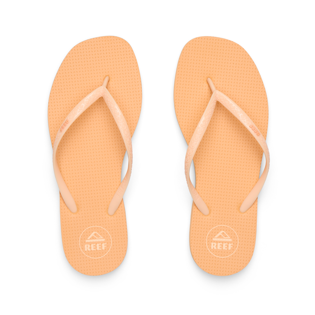 Seaside Square Toe women's sandals in soft orange, top view showing toe straps, comfortable for beach and everyday wear.