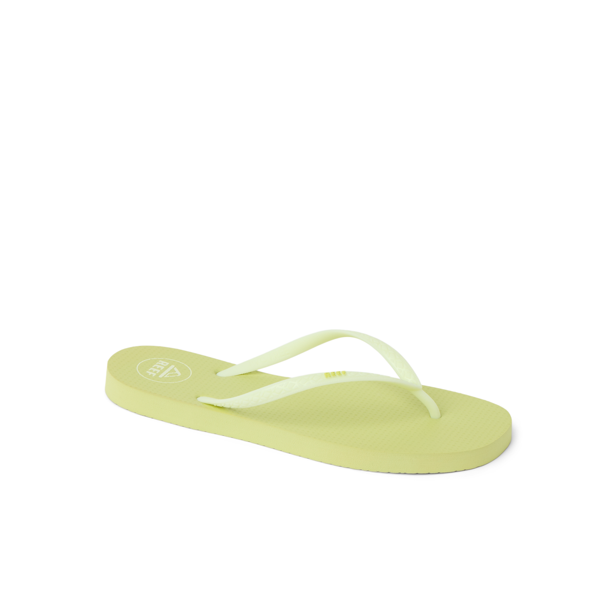 Seaside Square Toe right-facing lime sherbet sandal with arch support and soft-rebound cushioning for beach comfort