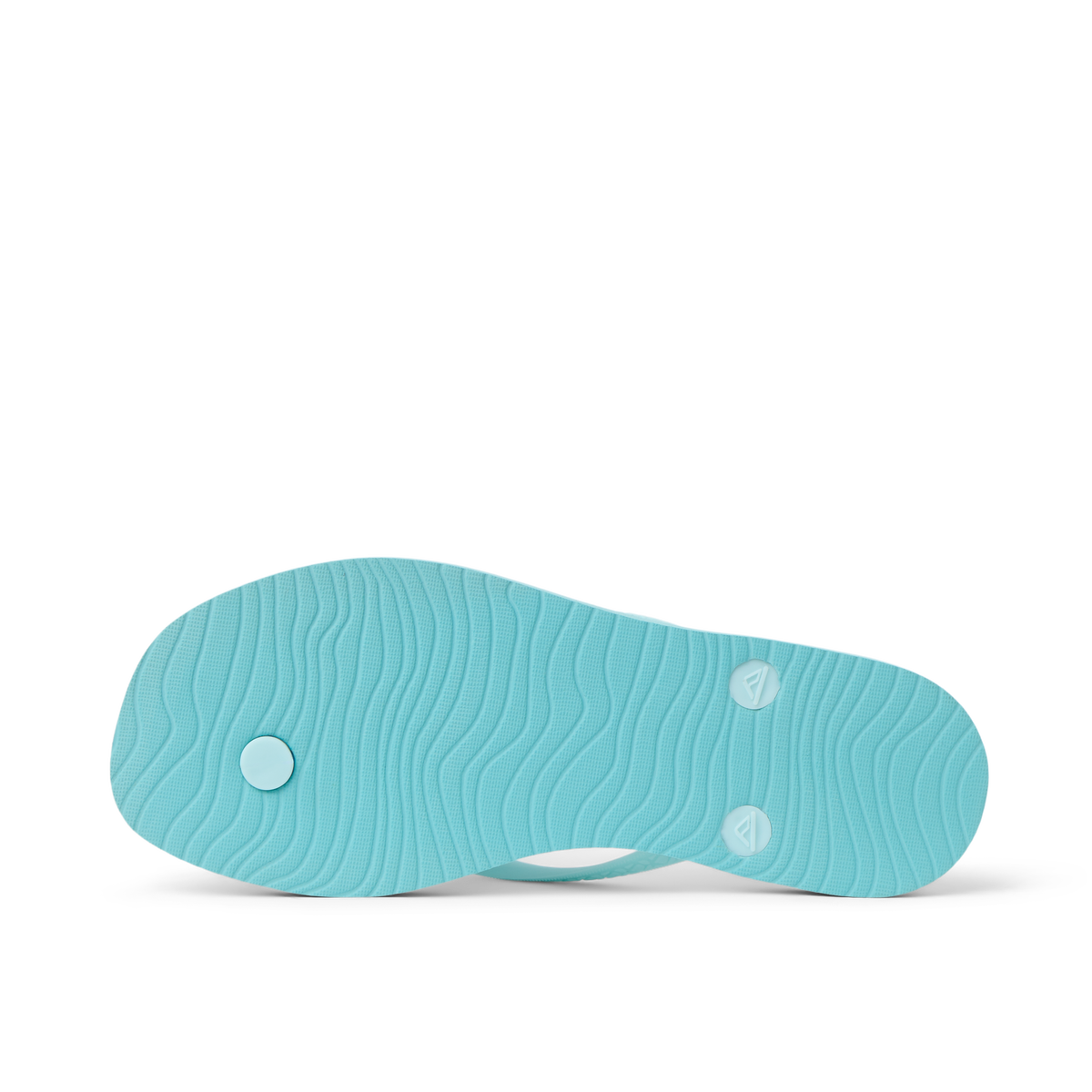 Seaside Square Toe women's shoe, aqua haze sole facing up, showing textured, water-friendly, cushioned outsole.