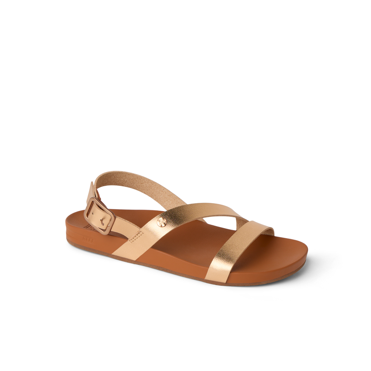 Vista Isabella women's sandal facing left with bronze straps, cushioned footbed, and comfort arch support design.