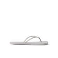 Bliss Bling Fling women's silver sandals facing left, close-up side view, beach-inspired comfort design with arch support.