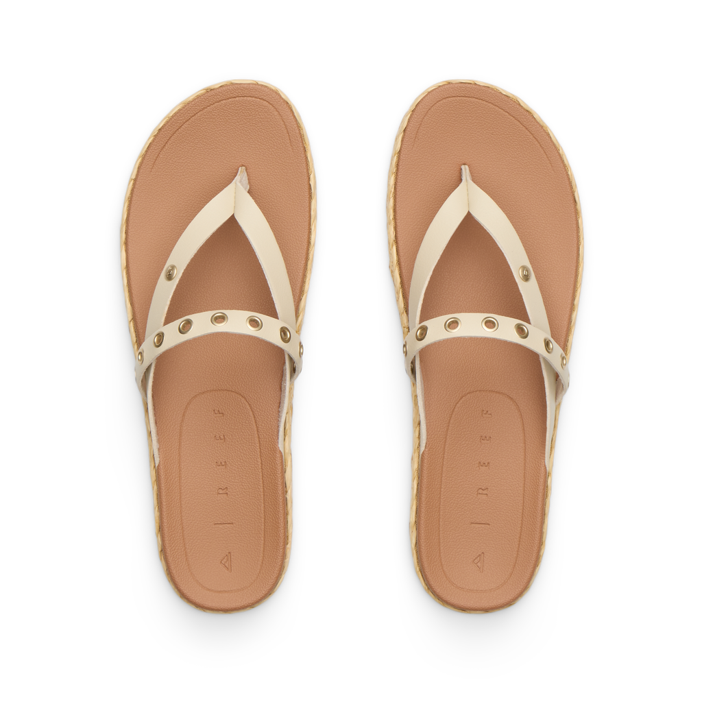 Vista Carmen women's sandals top view facing upward with soft cushioning and rivet details for beach comfort