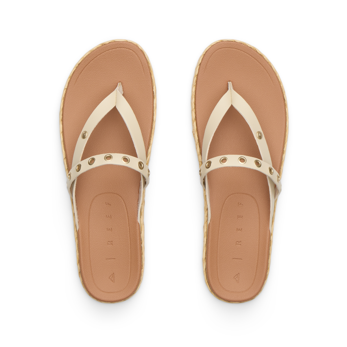 Vista Carmen women's sandals top view facing upward with soft cushioning and rivet details for beach comfort