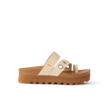 Vista Hi Layla women's sandal facing left, featuring layered sole, anatomical arch support, and soft cushioning for beach comfort.