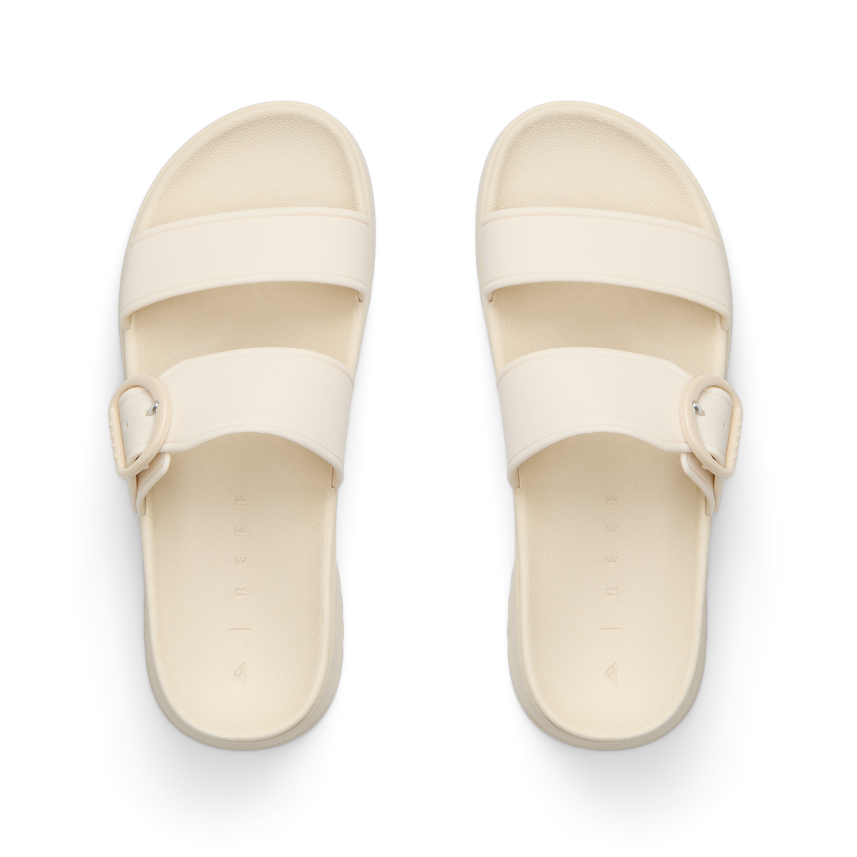 Vista Capri women's sandals top view facing upward, surf-inspired with soft cushioning and arch support in light beige.