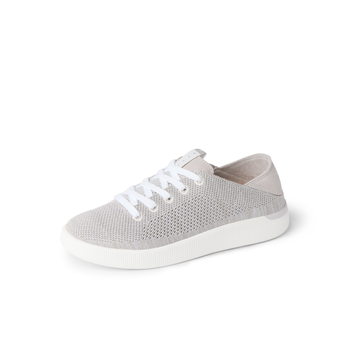 Reef Neptune women's shoe facing left, light grey breathable knit with soft cushioning and arch support for comfort.