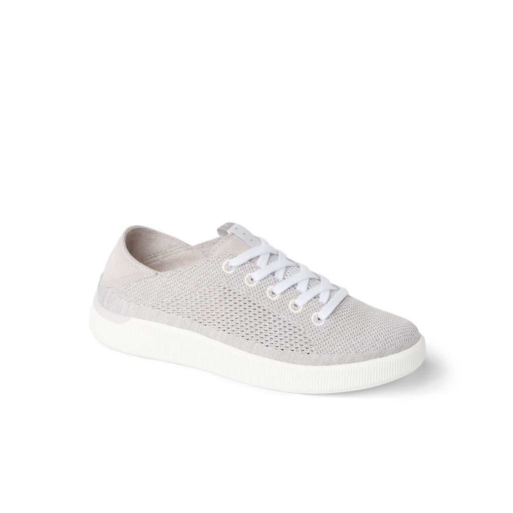Reef Neptune women's lightweight sneaker angled right with breathable light grey fabric and cushioned arch support