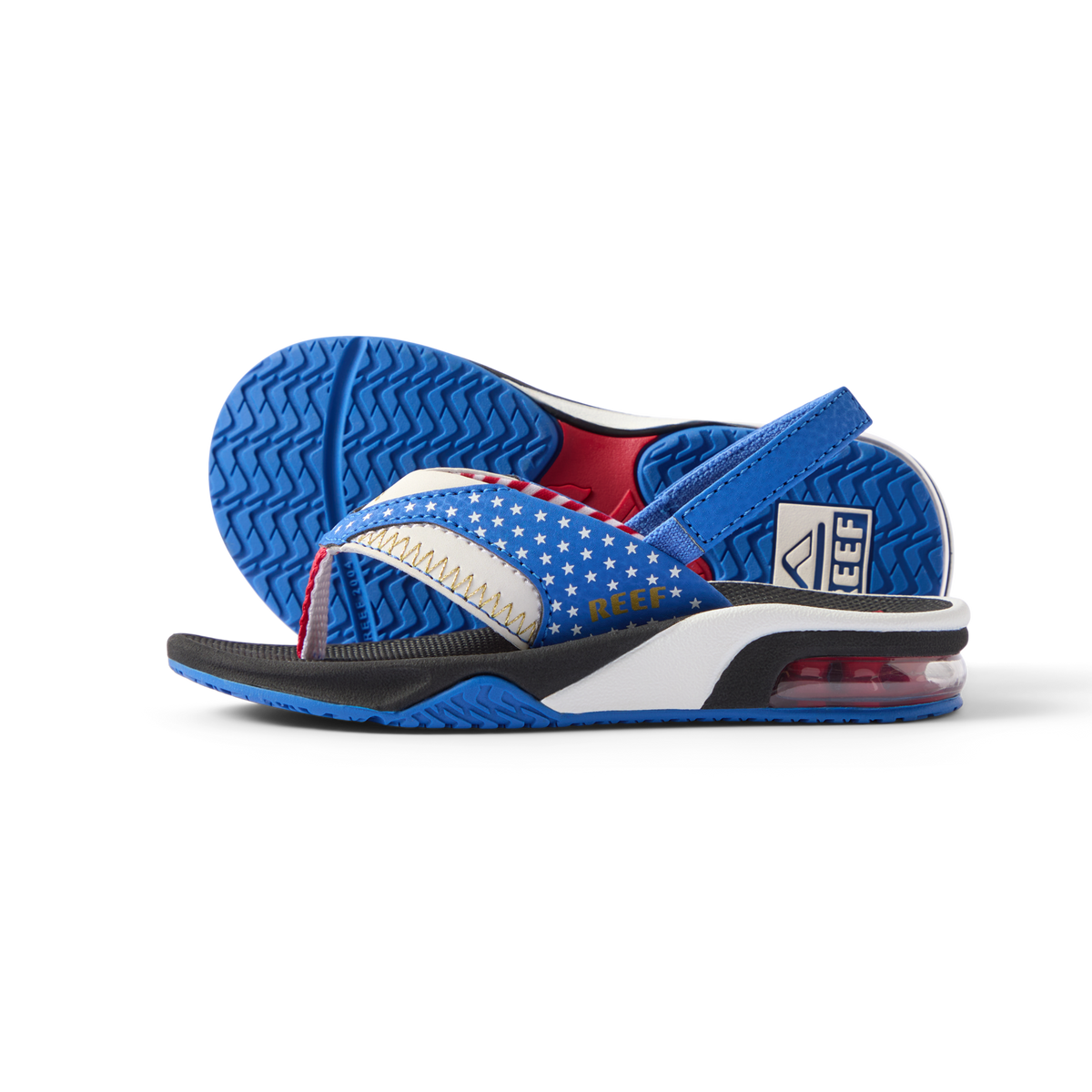 Little Fanning boys’ sandal facing left, beach-inspired with anatomical arch support and soft cushioning.