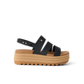 Water Vista Higher 2 women's sandal facing left, showing black straps and tan platform sole with cushioning and arch support.