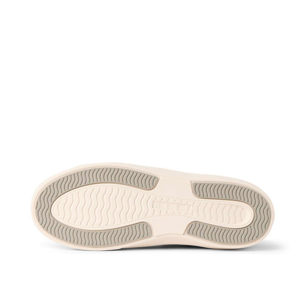 Lay Day Lite women's shoe outsole in light gray, showing durable, water-friendly sole with enhanced traction pattern.