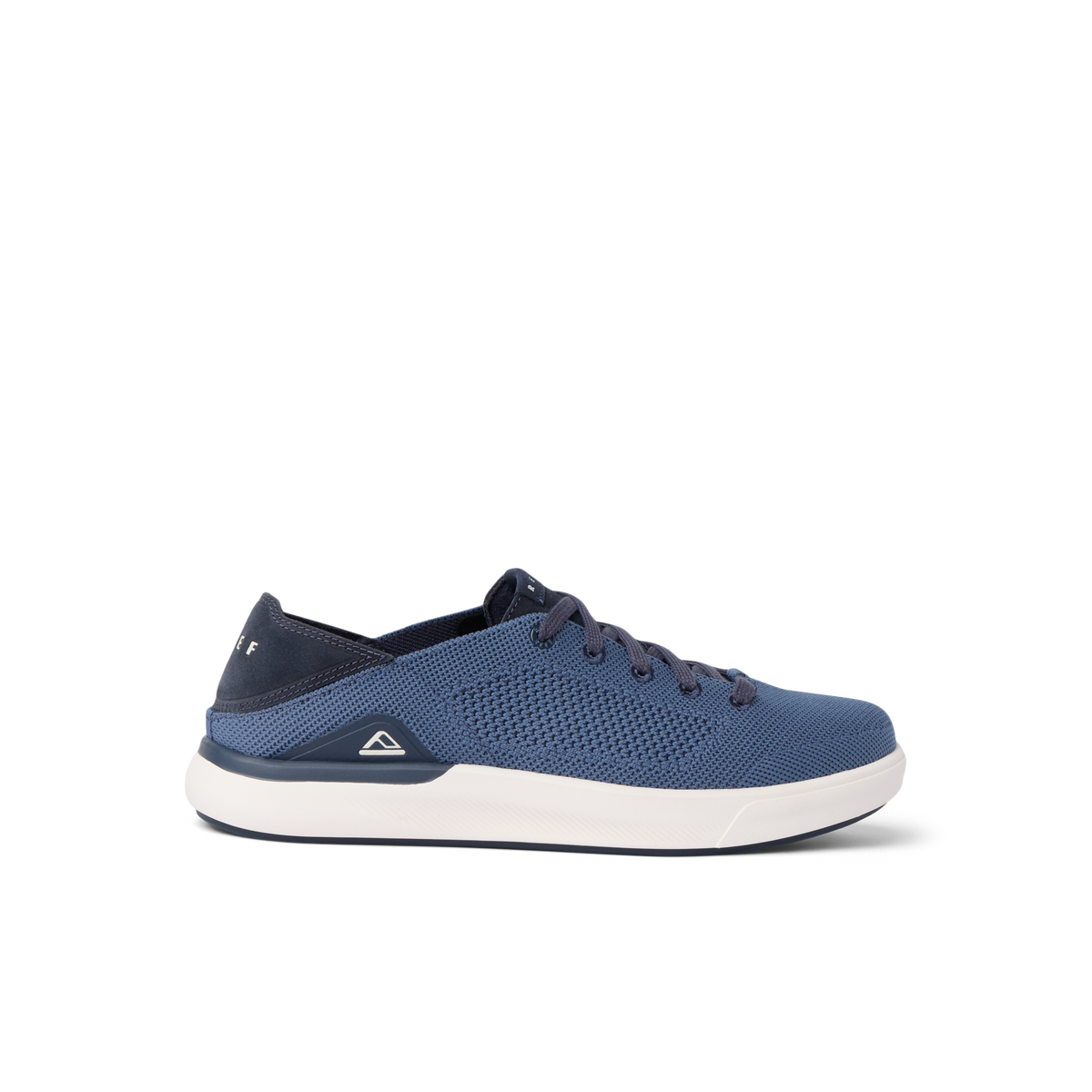 Neptune HT sneaker facing right, navy blue mesh with white sole, lightweight, water-friendly, extra cushioned for all-day comfort.