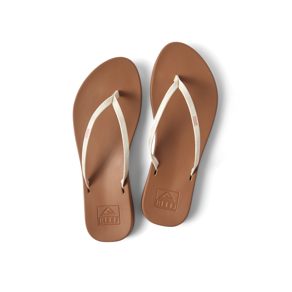 Top view of Cushion Slim women's sandals in champagne with soft-rebound cushioning and anatomical arch support.