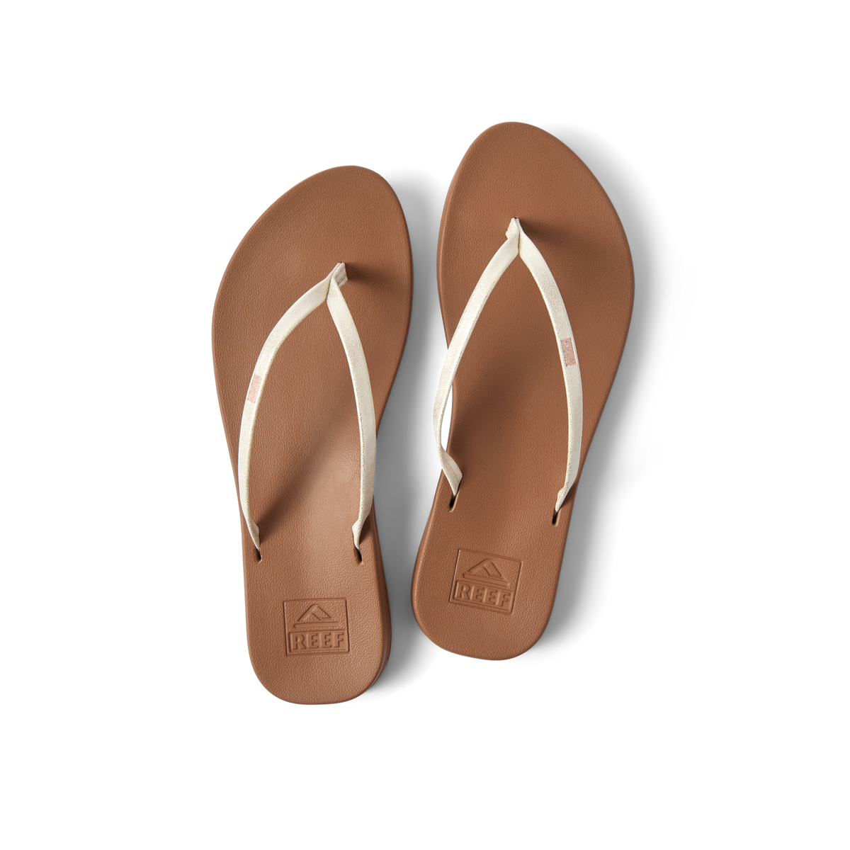 Top view of Cushion Slim women's sandals in champagne with soft-rebound cushioning and anatomical arch support.