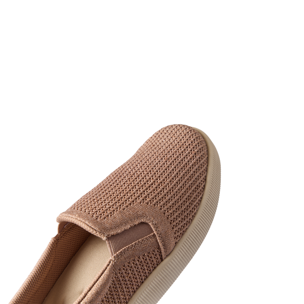 Neptune Elyse women's shoe in warm taupe facing top-right, showing breathable mesh upper and cushioned sole.