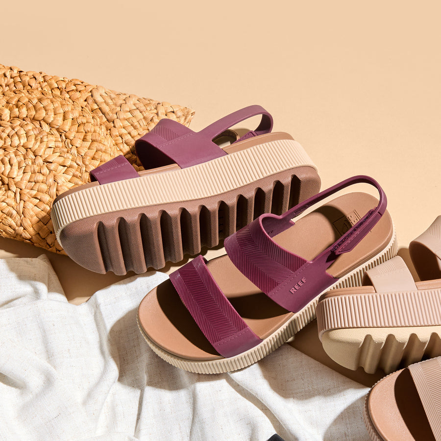 Pair of women's Water Vista Higher sandals facing right, showing side and bottom tread with cushioned platform sole.