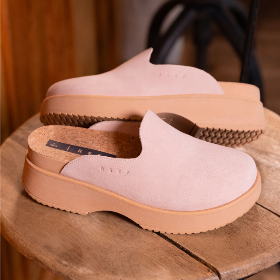 Vista Skye women's clogs facing left, close-up of top and sole showing soft cushioning and arch support.